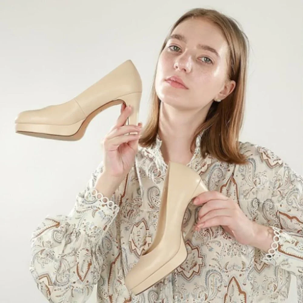 Women's Bridal Wedding Party High Heels Pumps Slip-on Size 9.5 Taupe